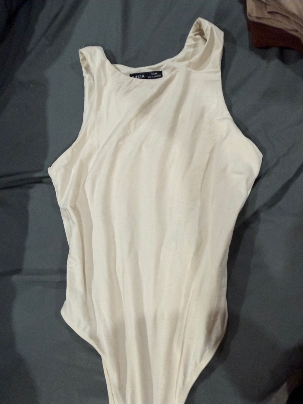 High-Neck Cream Womens Bodysuit